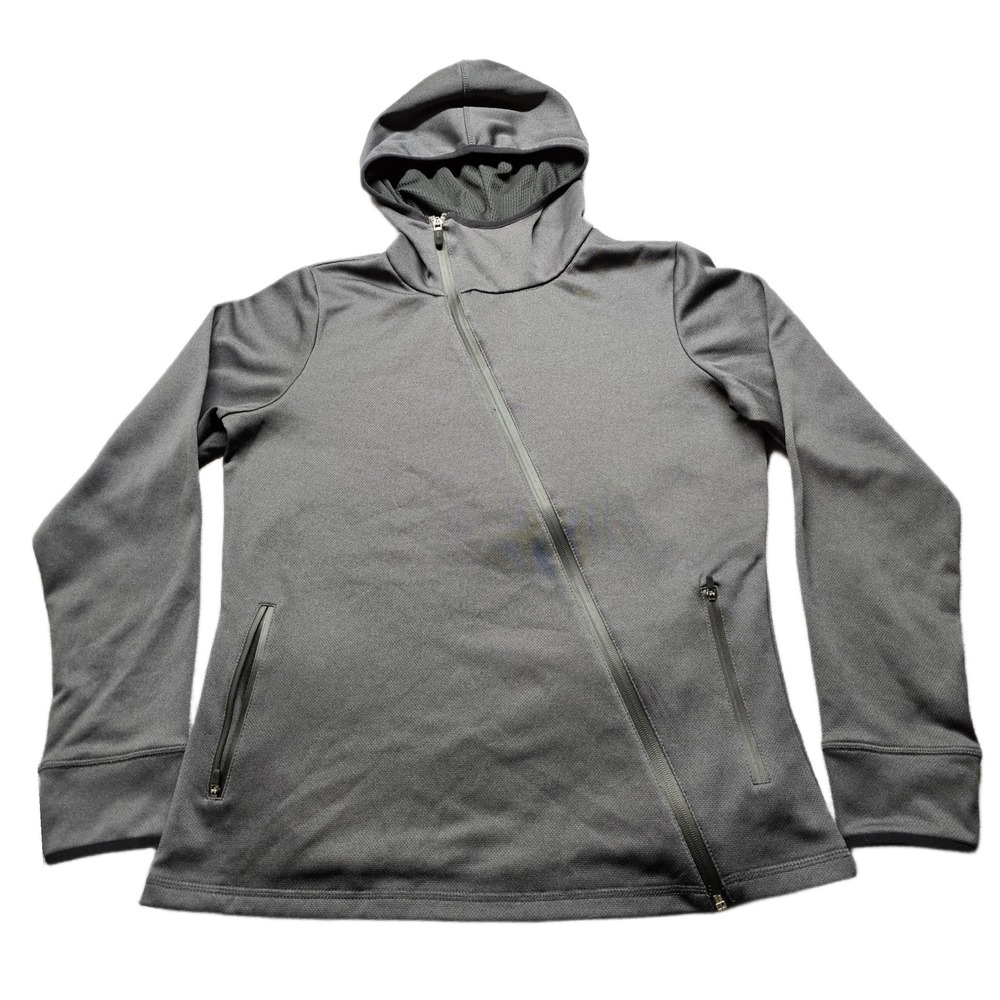 Holloway Artillery Angled Jacket Womens Size Medium Gray Hooded Asymmetrical Zip